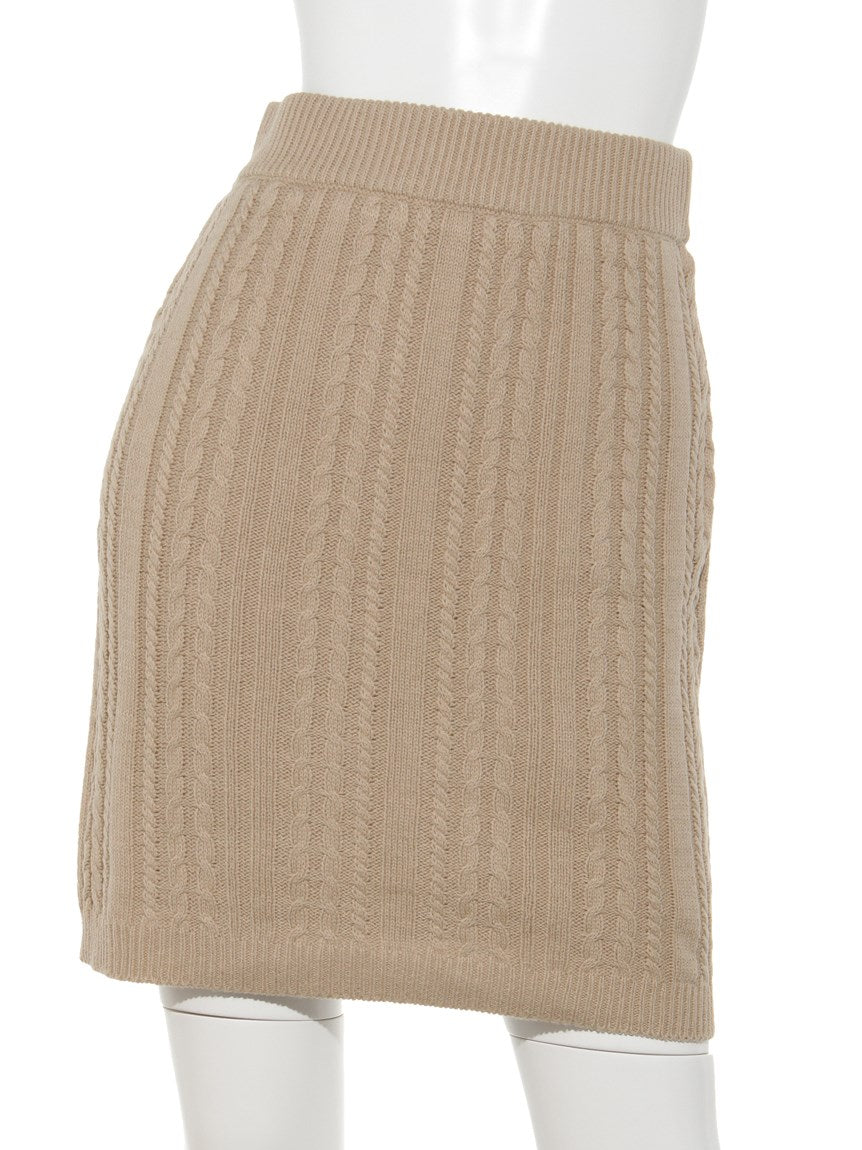 レイカズン Ray Cassin ケーブルニットミニスカート (ベージュ) ベージュ