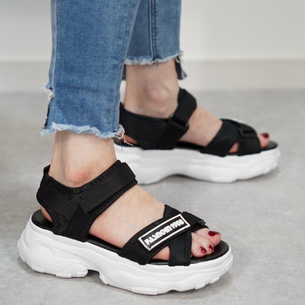 ロディック Rodic 厚底スポーツサンダル (ブラック) ブラック