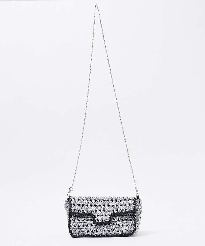 ルージュ ヴィフ ラクレ Rouge vif la cle 【Swaraj/スワラージ】手編みのメタリックマクラメBAG / チェーンミニバ (ゴールド) ゴールド