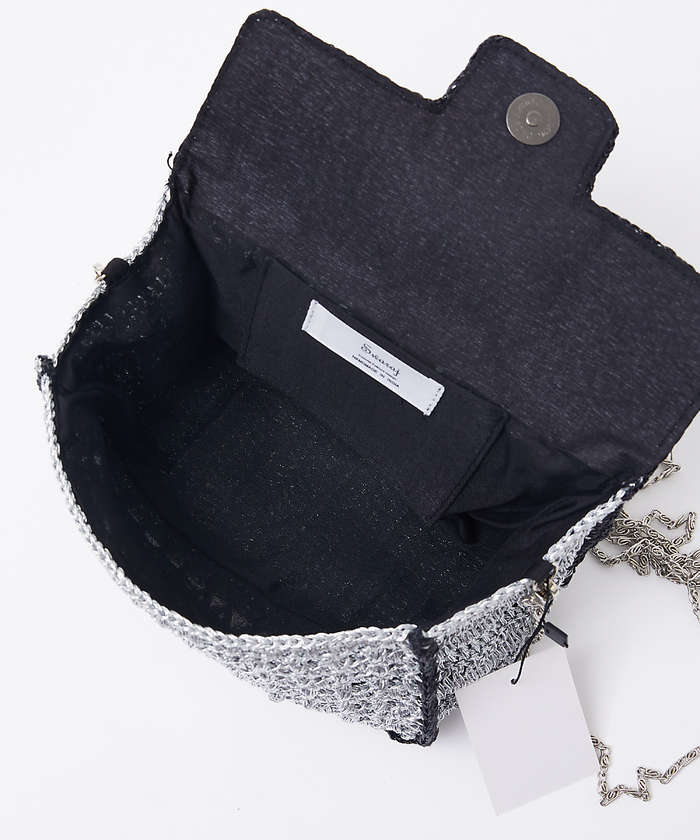 ルージュ ヴィフ ラクレ Rouge vif la cle 【Swaraj/スワラージ】手編みのメタリックマクラメBAG / チェーンミニバ (ゴールド) ゴールド