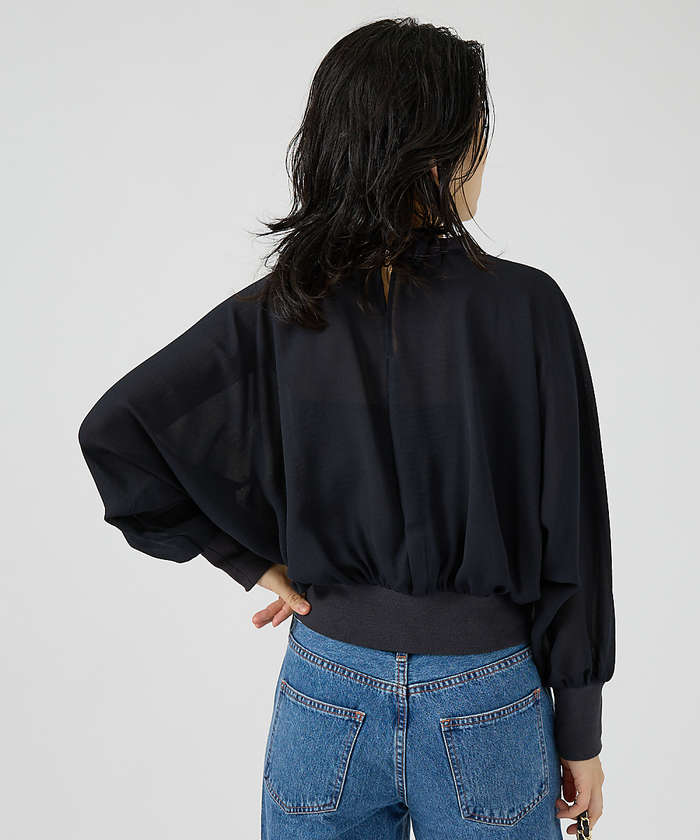 ルージュ ヴィフ ラクレ Rouge vif la cle ストレッチジョーゼットブラウス (ネイビー) ネイビー