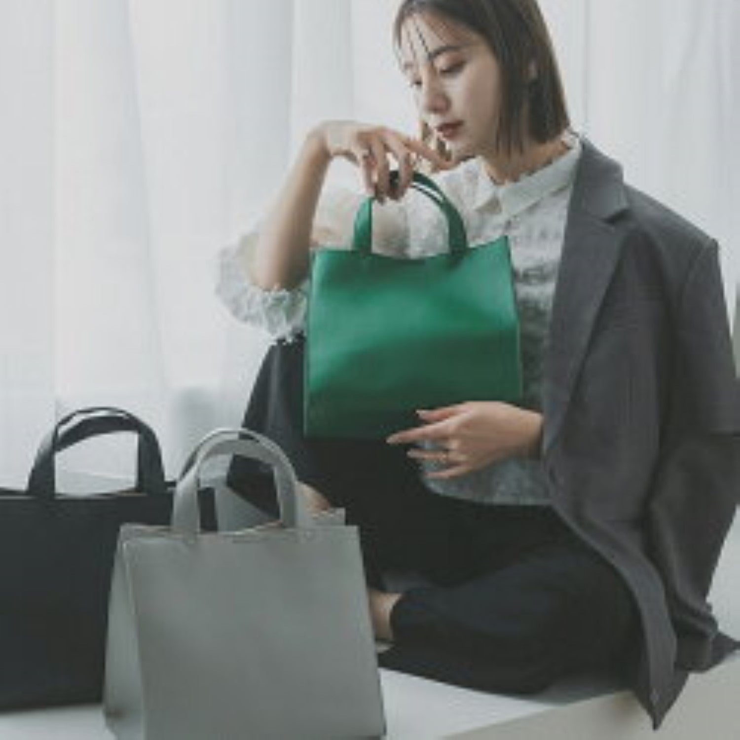 リネーム Rename フェイクレザー スクエア ミニ トートバッグ (GY) GY