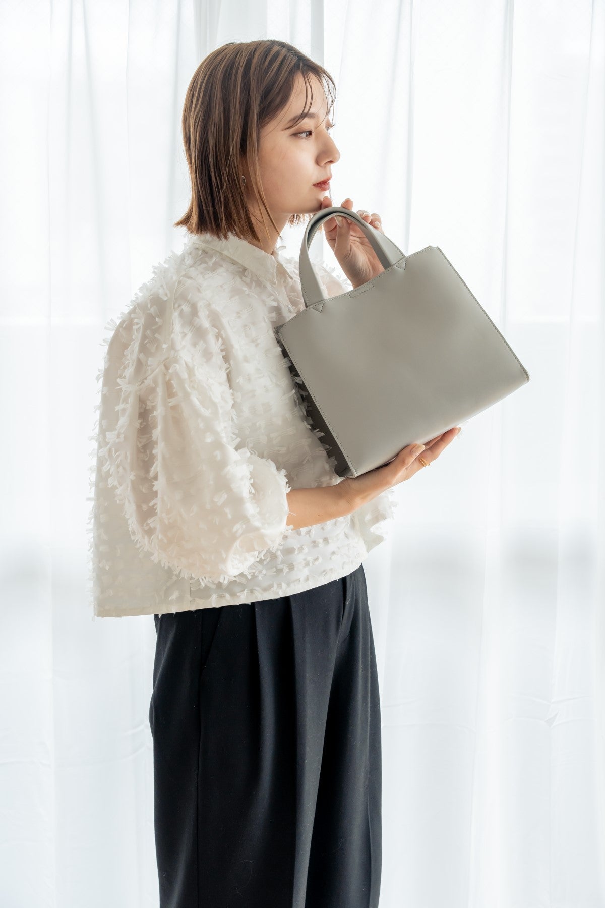 リネーム Rename フェイクレザー スクエア ミニ トートバッグ (GY) GY