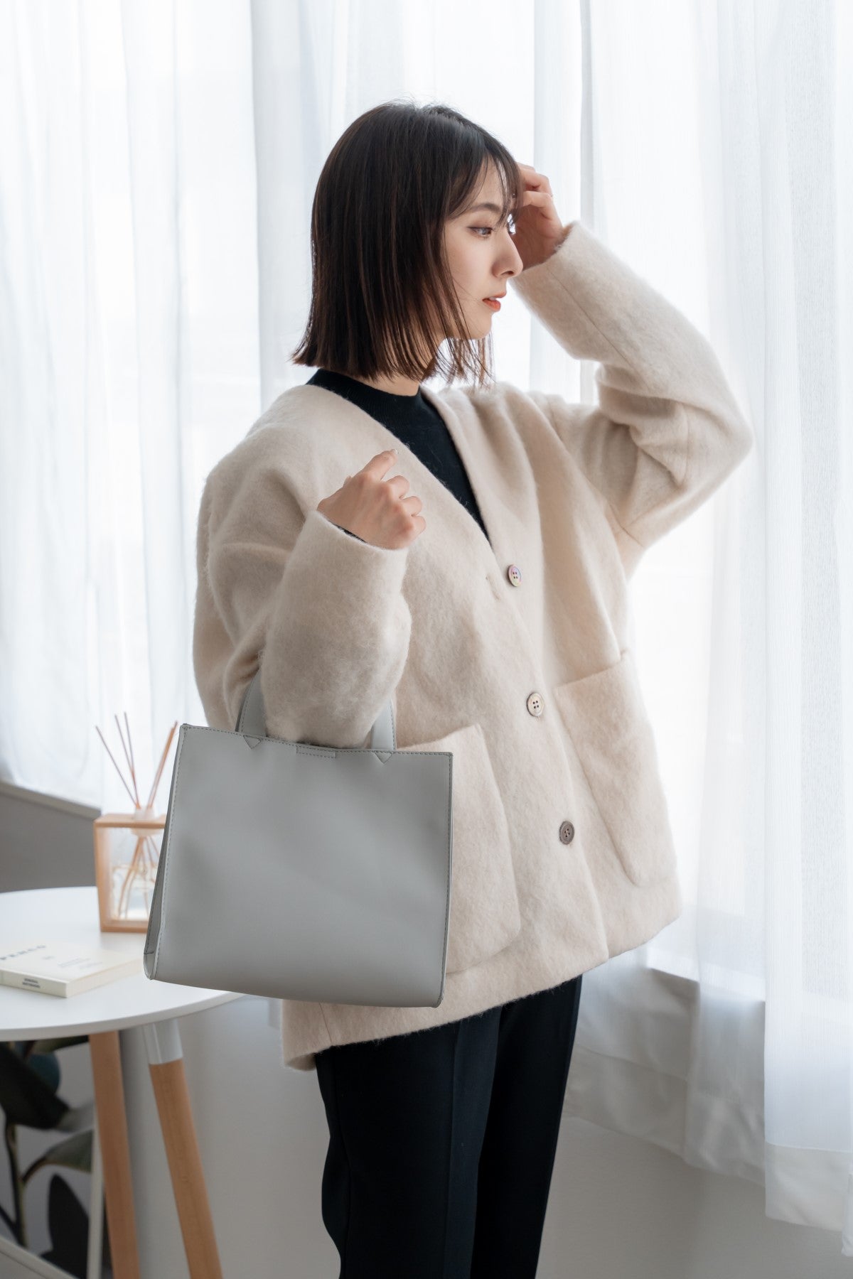 リネーム Rename フェイクレザー スクエア ミニ トートバッグ (GY) GY