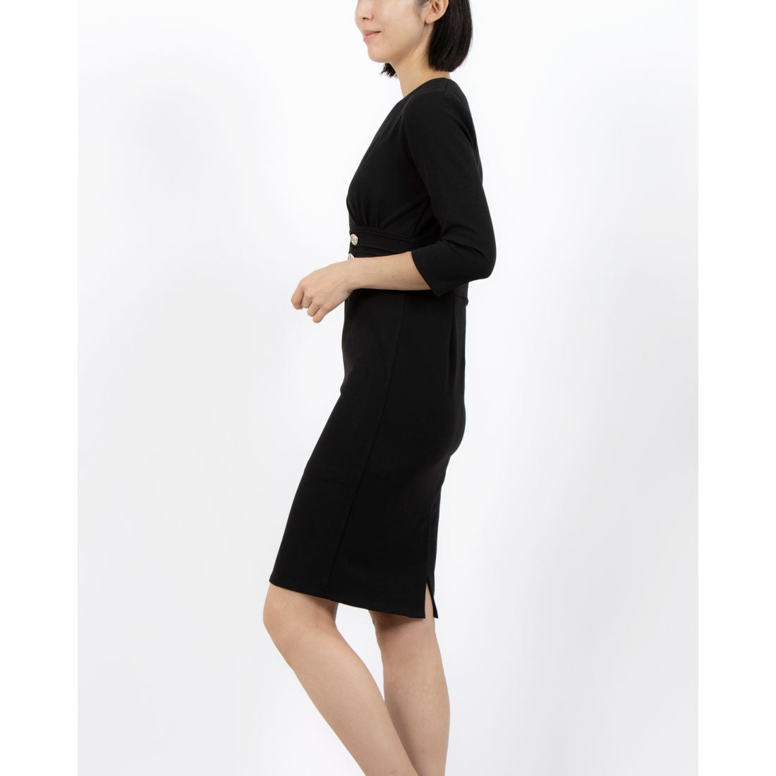 リナシメント RINASCIMENTO 金ボタンデザインカシュクールワンピース (Nero) Nero