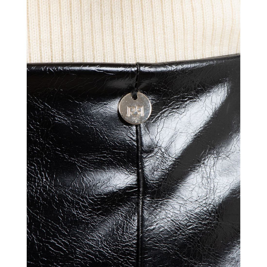 RINASCIMENTO Eco Leather Long Green Slit Skirt