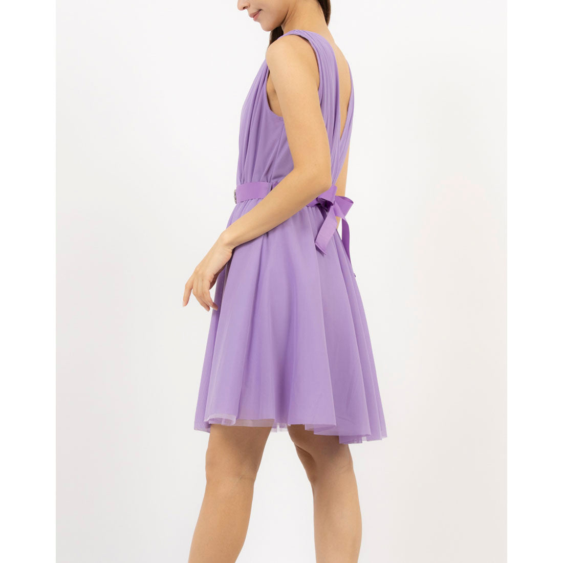 RINASCIMENTO Bejeweled Belt Tulle Wrap Dress