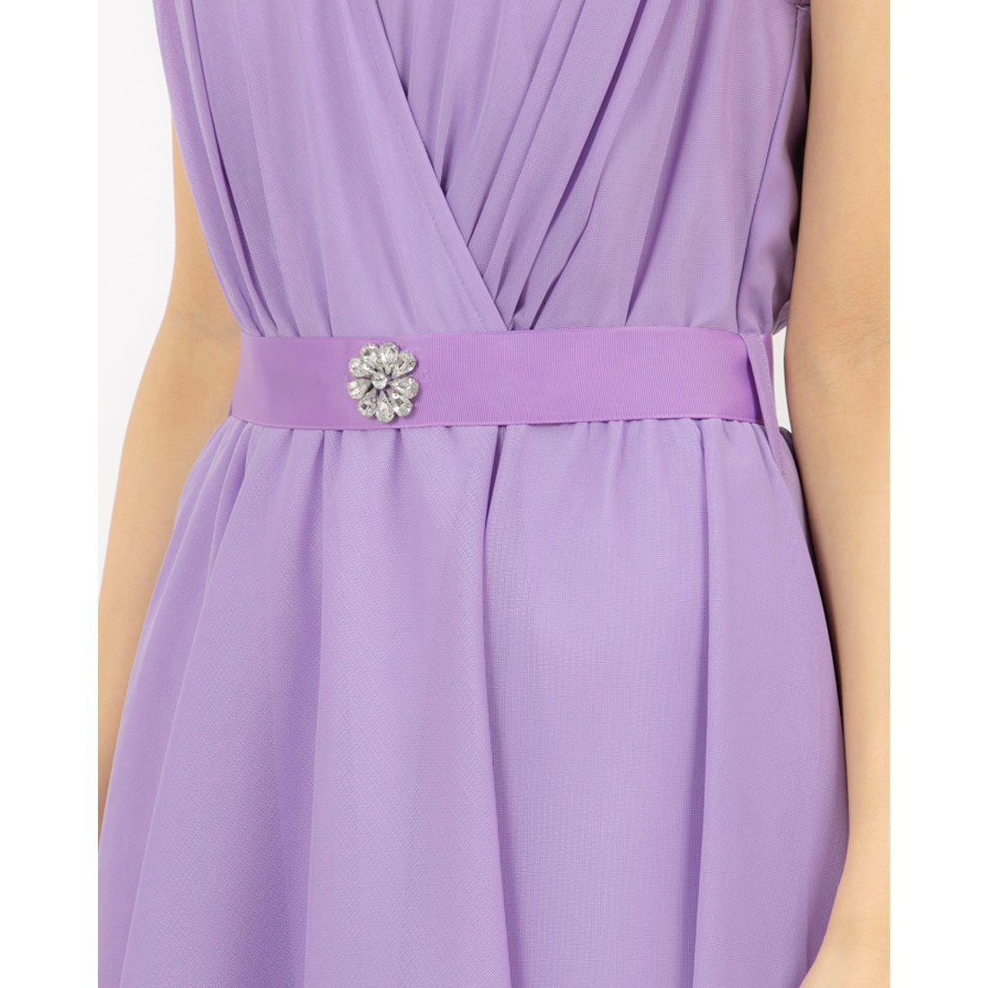 RINASCIMENTO Bejeweled Belt Tulle Wrap Dress