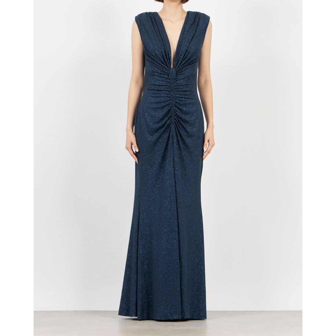 リナシメント RINASCIMENTO ラメシャーリングギャザーマキシOP (Blu Navy) Blu Navy