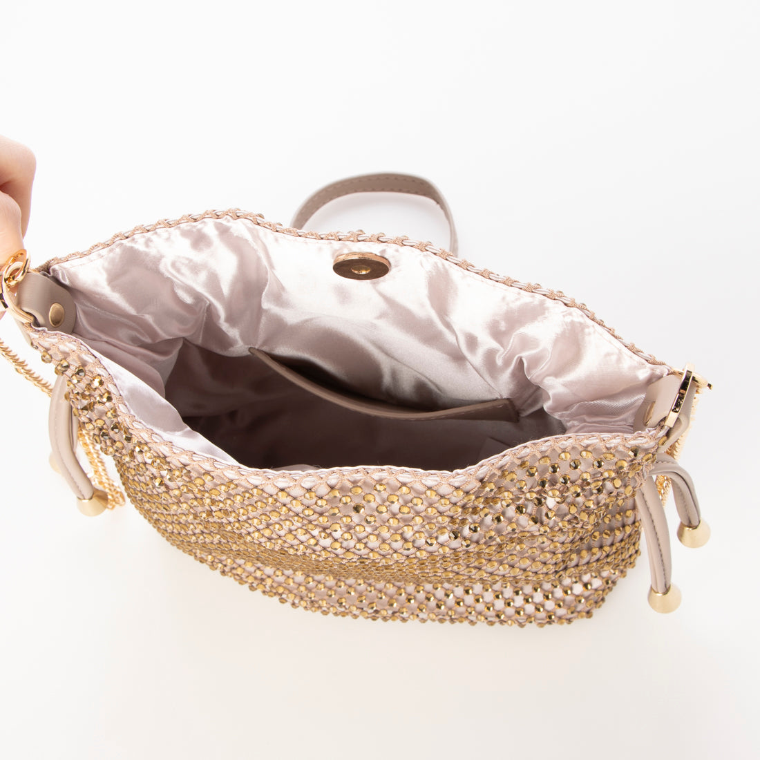 リナシメント RINASCIMENTO ビジュー巾着ミニBAG (Rosa Cipria) Rosa Cipria