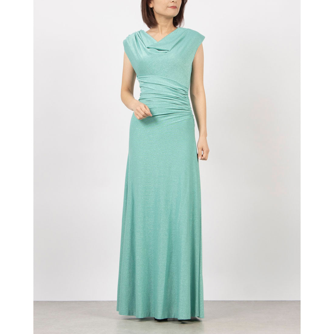 リナシメント RINASCIMENTO ドレープネックラメマキシワンピース (Acqua Verde) Acqua Verde