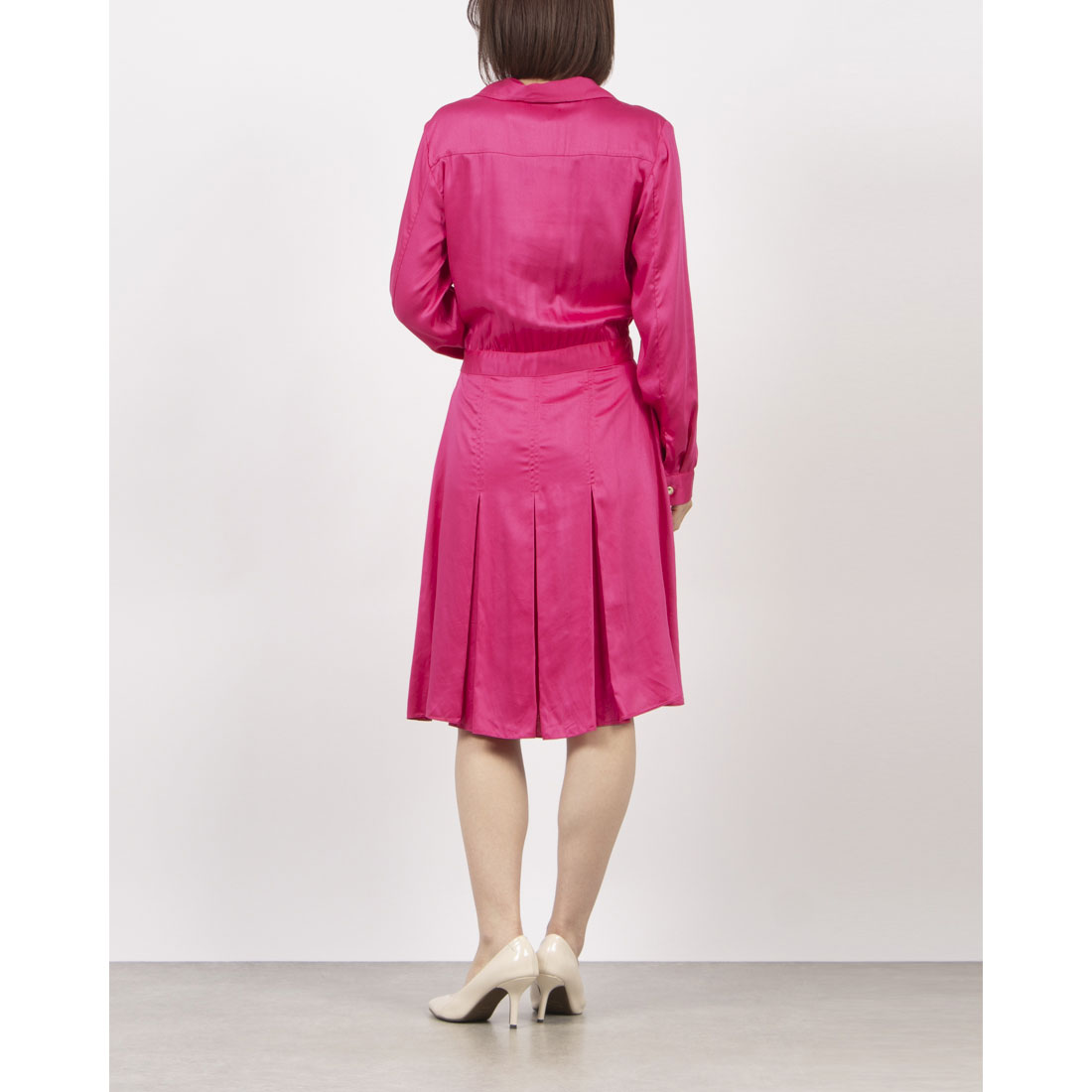 リナシメント RINASCIMENTO ボックスプリーツシャツワンピース (Fuxia) Fuxia