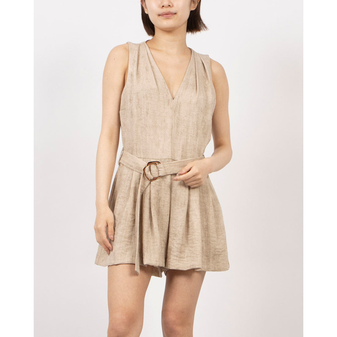 リナシメント RINASCIMENTO リネンライクベルトマークペプラムオールインワン (Beige) Beige