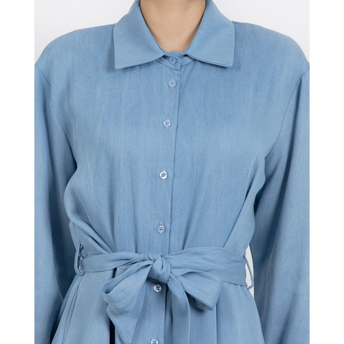 リナシメント RINASCIMENTO デニムライクシャツワンピース (Azzurro) Azzurro