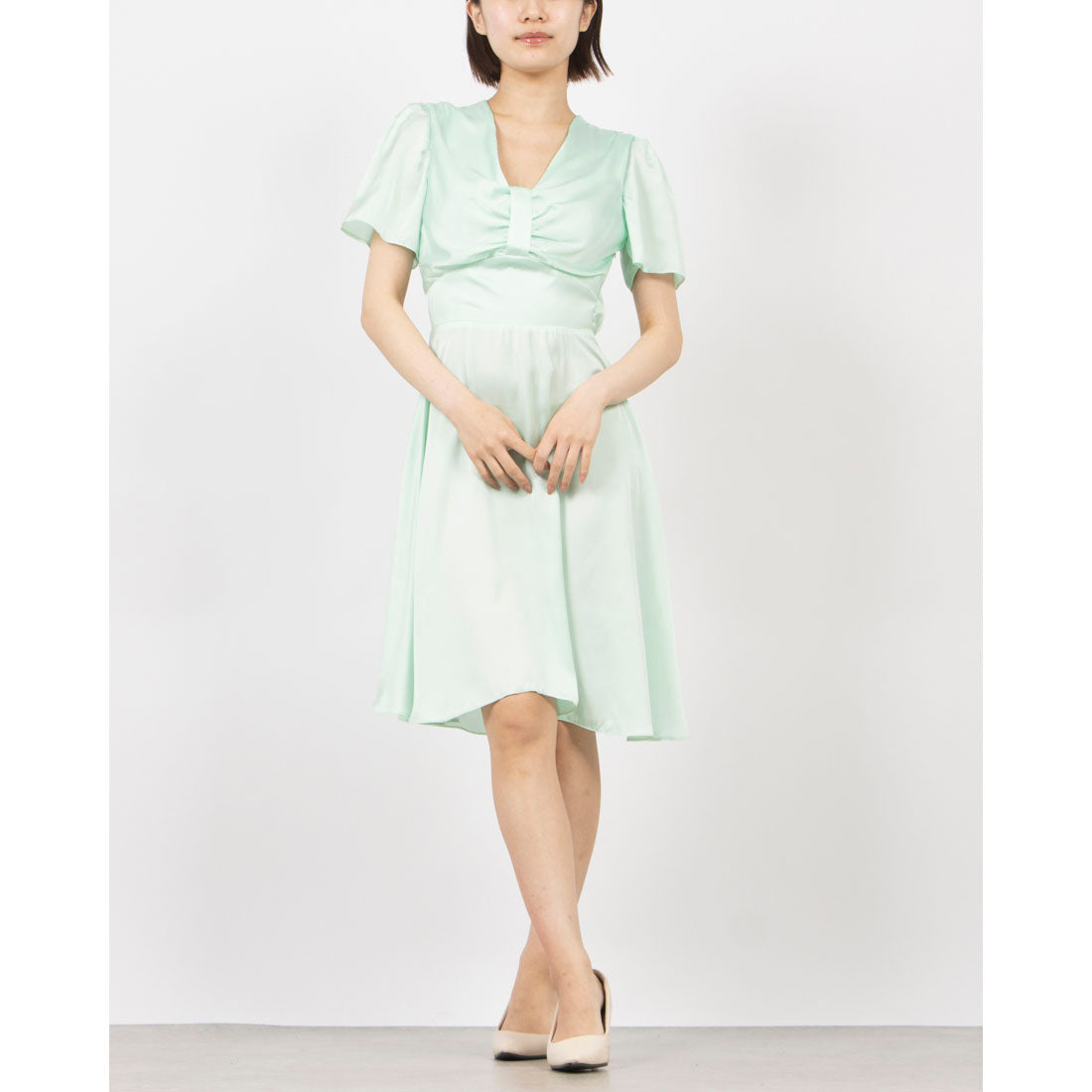 リナシメント RINASCIMENTO ギャザーフレアワンピース (Acqua Verde) Acqua Verde