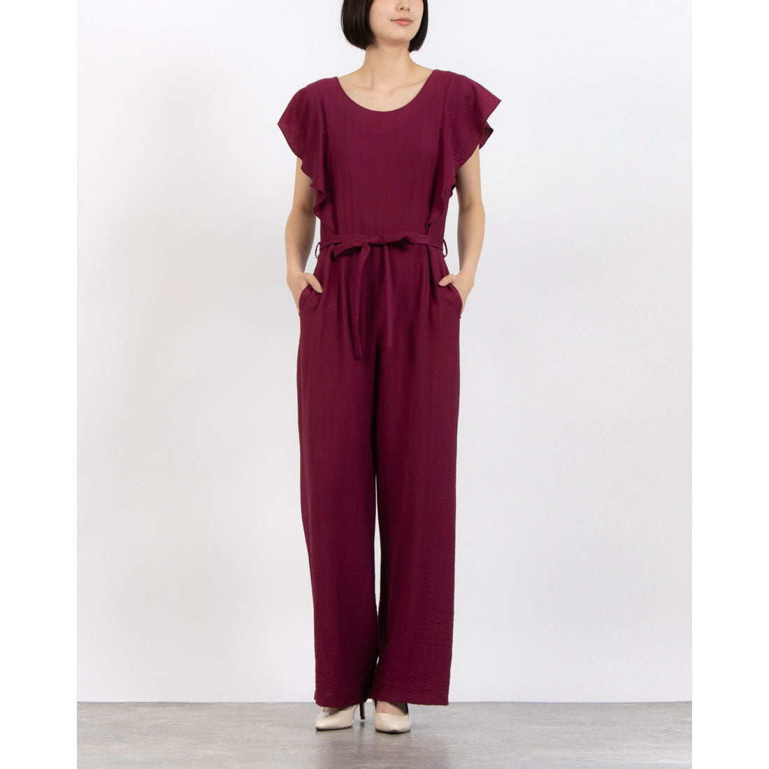 リナシメント RINASCIMENTO フレアスリーブオールインワン (Bordeaux Rosso) Bordeaux Rosso