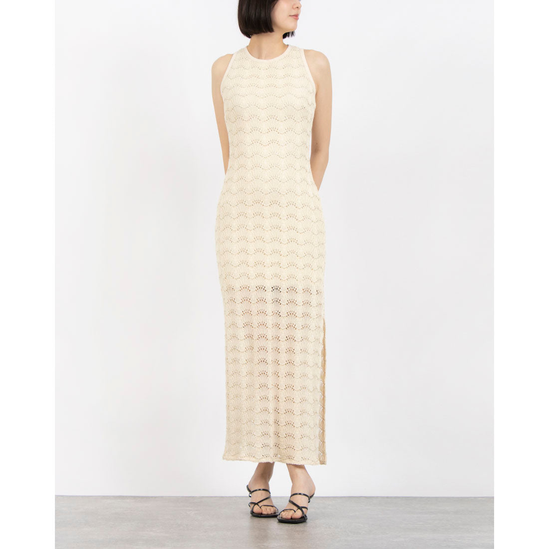 リナシメント RINASCIMENTO ラメクロッシェニットロングワンピース (Beige Chiaro) Beige Chiaro