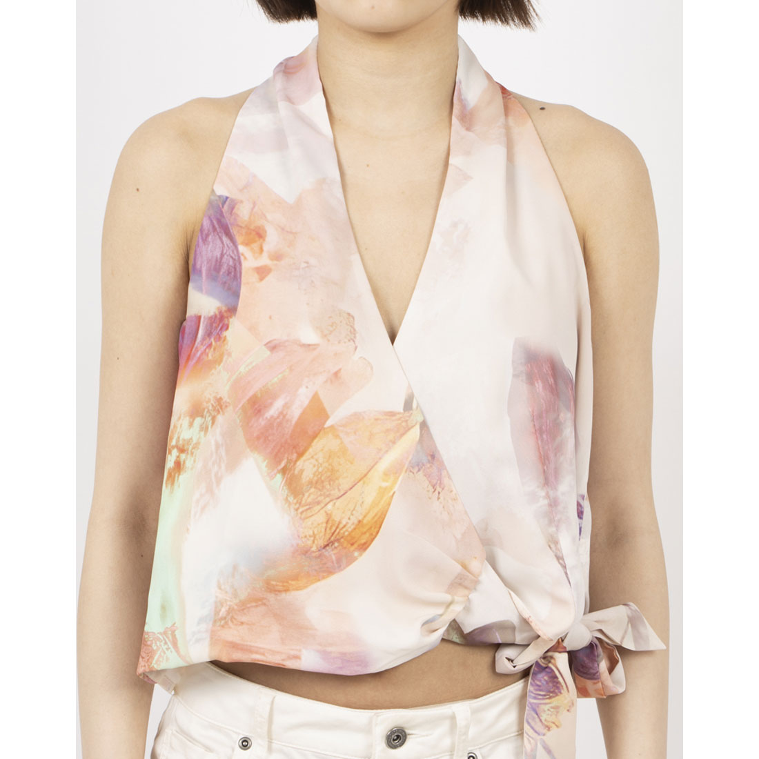 リナシメント RINASCIMENTO レインボー水彩柄カシュクールトップス (Multicolor) Multicolor