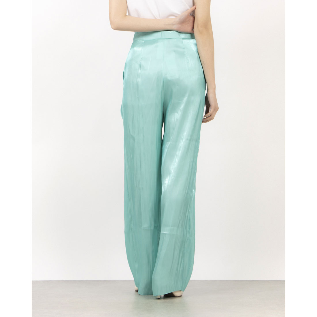 リナシメント RINASCIMENTO シャイニーワイドパンツ (Acqua Verde) Acqua Verde