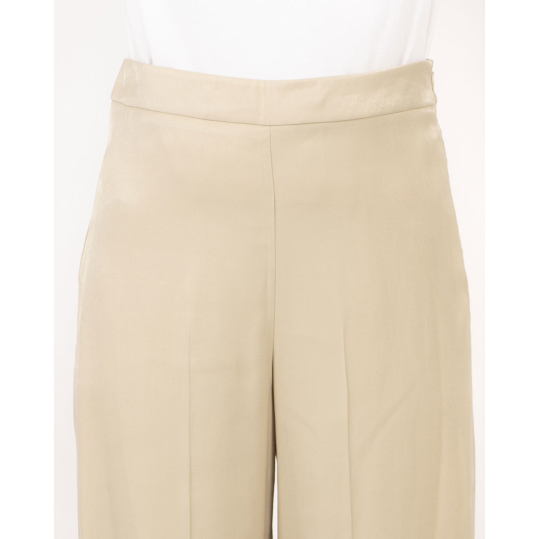 リナシメント RINASCIMENTO センタープレスシャイニーワイドパンツ (Beige) Beige