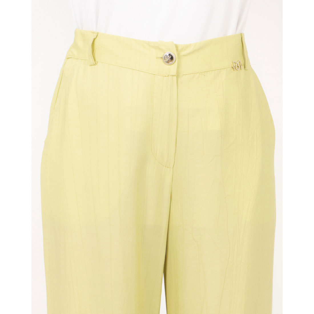 リナシメント RINASCIMENTO クリンクル加工ワイドパンツ (Lime) Lime