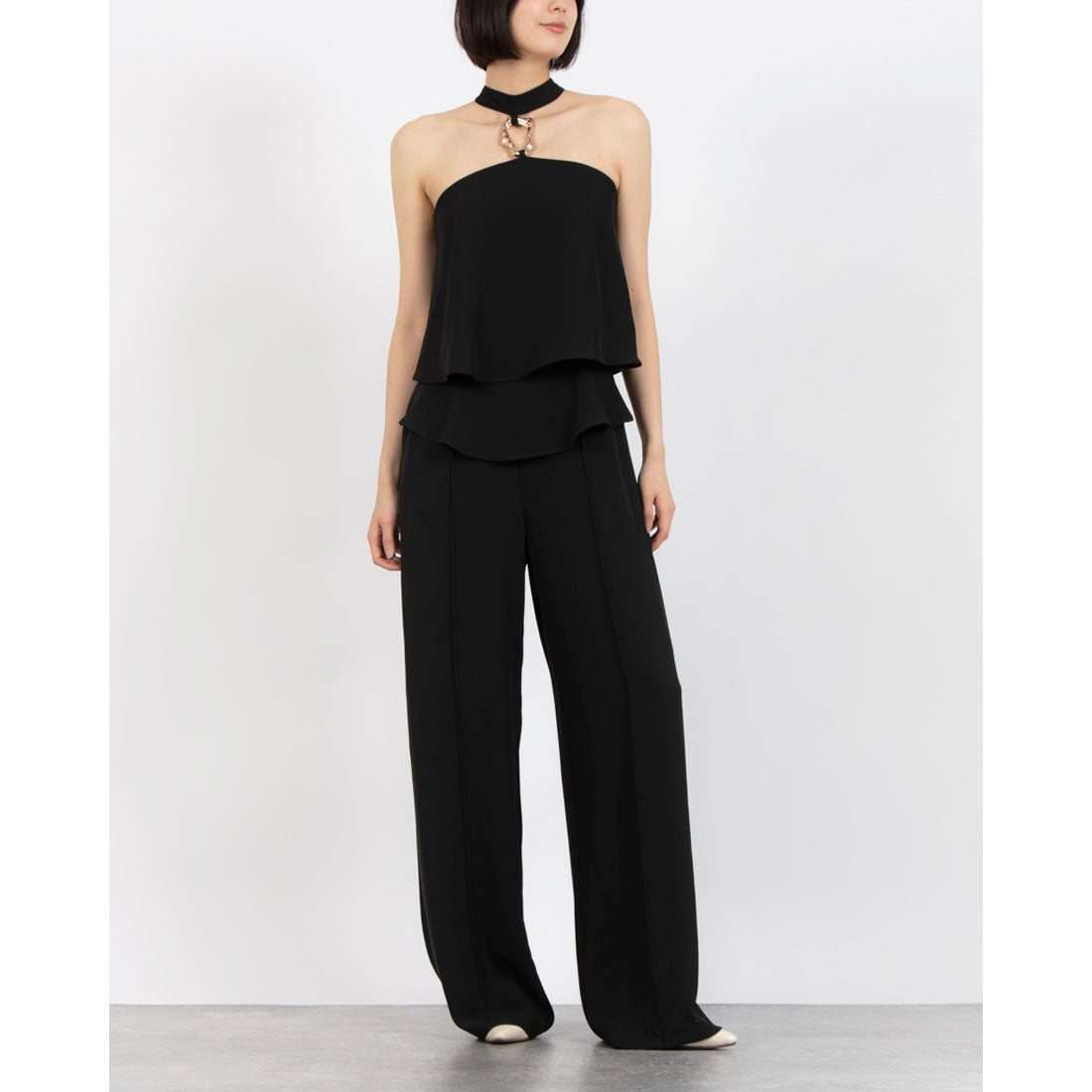 リナシメント RINASCIMENTO グレシアンネックオールインワン (Nero) Nero