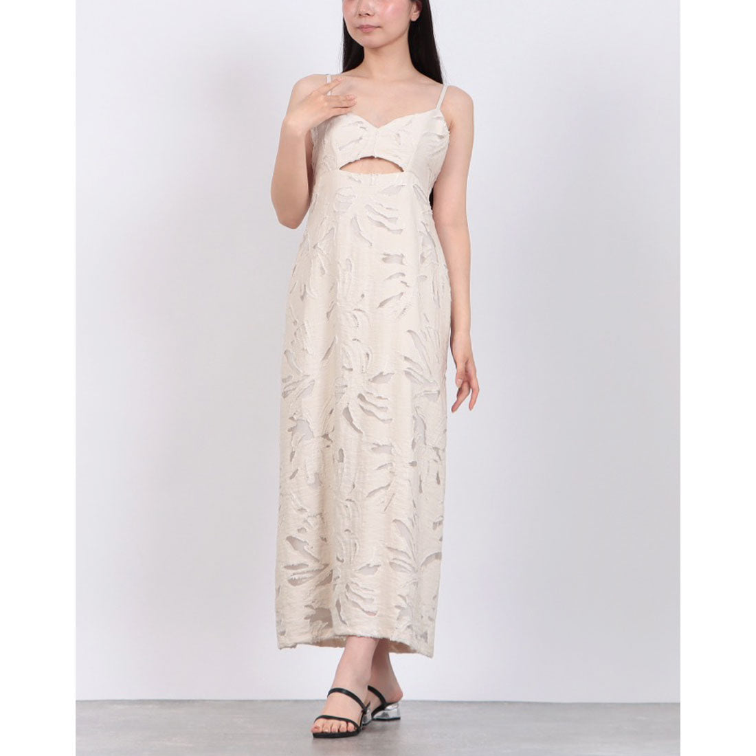 beige jacquard dress Women's Donatella Sheath Slit Neck Jacquard Midi Dress S/M/L/XL/Customize Beige Pearl MEAN BLVD Beige Pearl / Customize main image 1