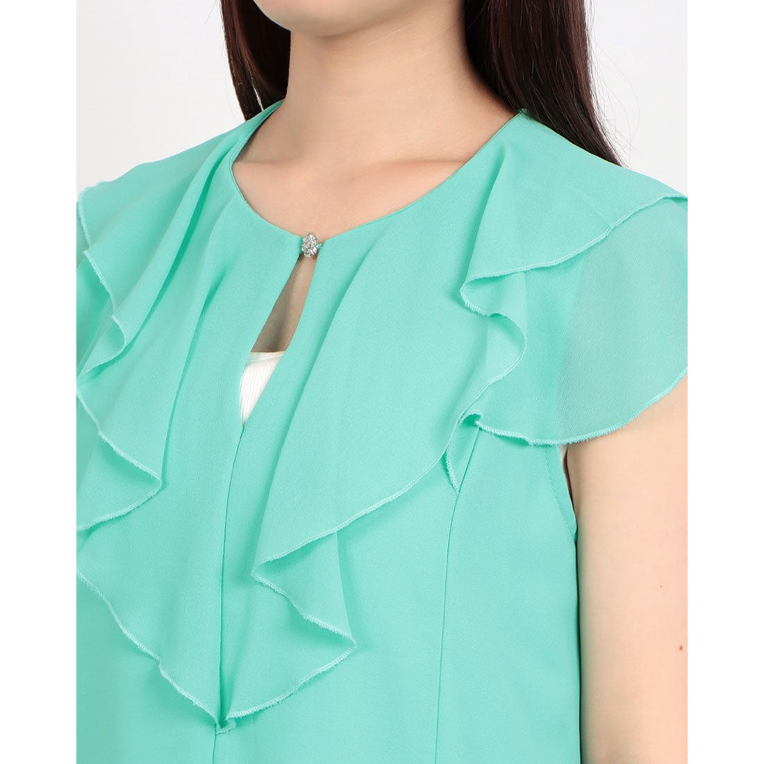 リナシメント RINASCIMENTO ビジューポイントフリルTOPS (Acqua Verde) Acqua Verde