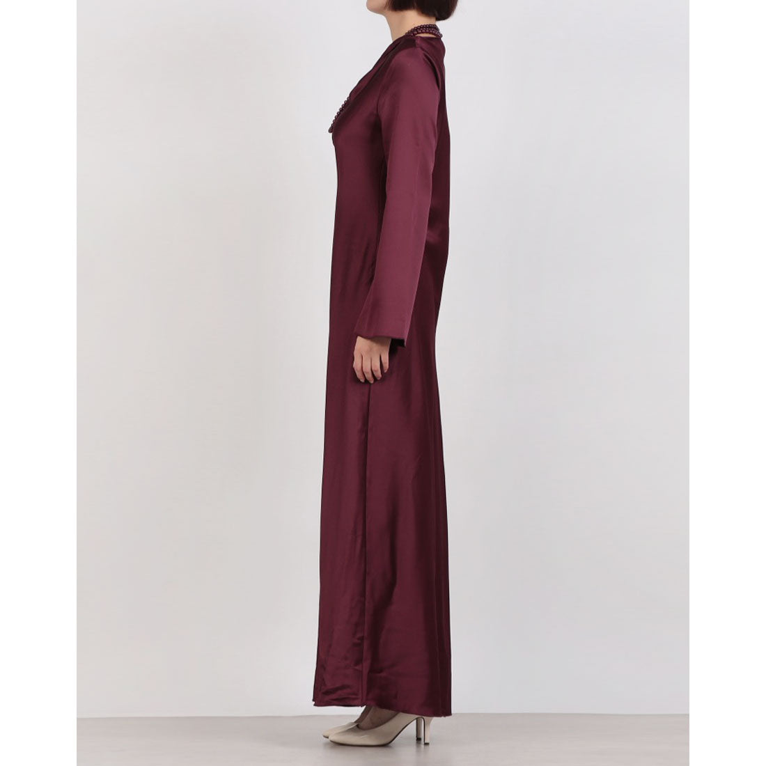 リナシメント RINASCIMENTO パールネックレスドレープマキシOP (Bordeaux Rosso) Bordeaux Rosso