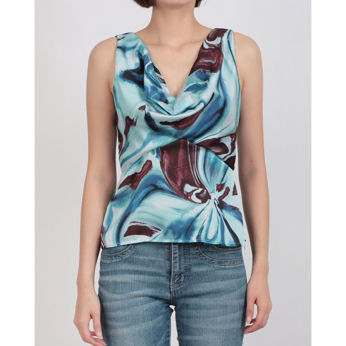 リナシメント RINASCIMENTO マーブル柄ドレープネックTOPS (var.Azzurro) var.Azzurro