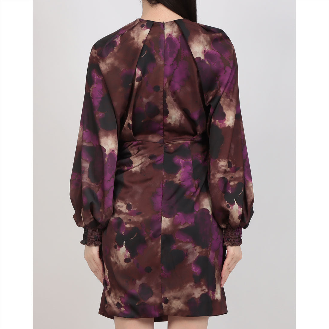 リナシメント RINASCIMENTO 水彩ペイント柄ボリュームスリーブワンピース (var.Cioccolato) var.Cioccolato