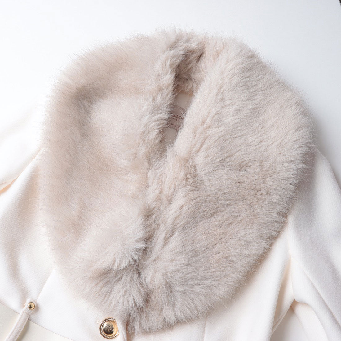 リナシメント RINASCIMENTO 取外しファー襟ベルテッドCOAT (Bianco) Bianco