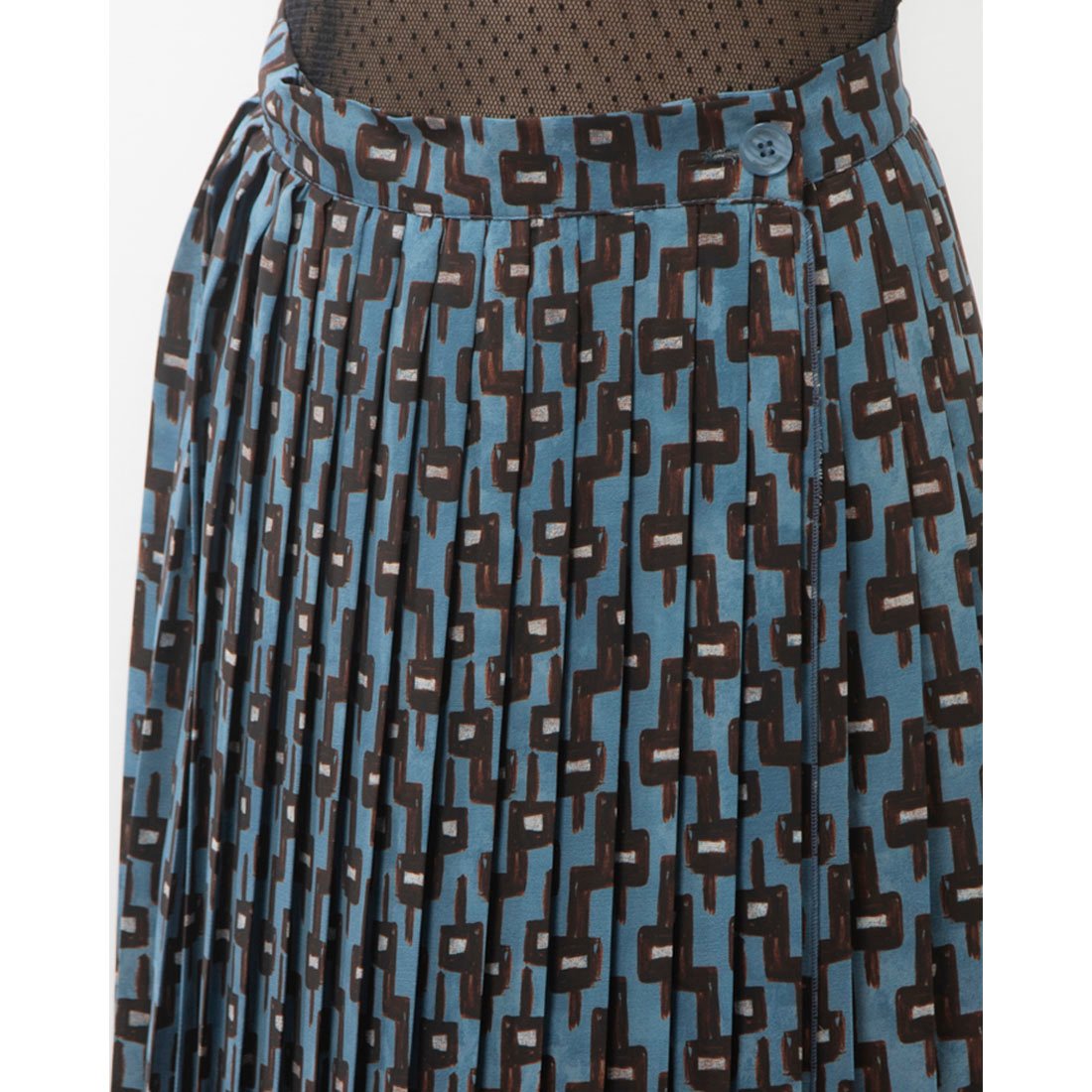 RINASCIMENTO Hand-painted Print Pleated Wrap Skirt