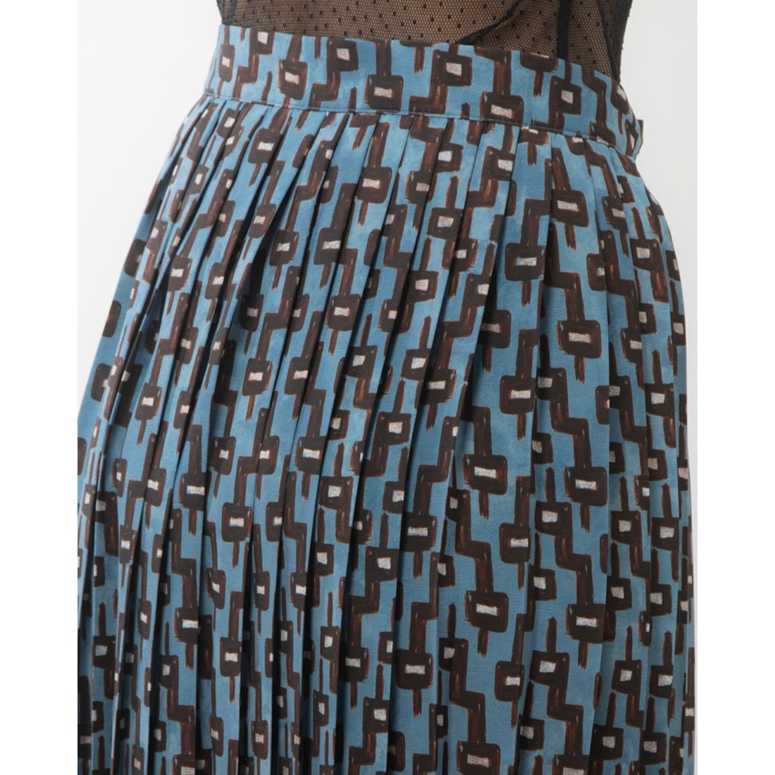 RINASCIMENTO Hand-painted Print Pleated Wrap Skirt