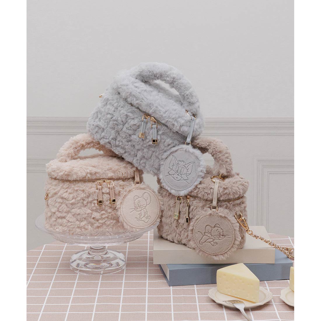 ランダ RANDA ★ 【TOM and JERRY】ミラー付きバニティバッグ (BEIGE) BEIGE