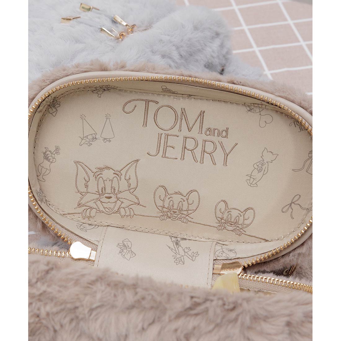 ランダ RANDA ★ 【TOM and JERRY】ミラー付きバニティバッグ (BEIGE) BEIGE