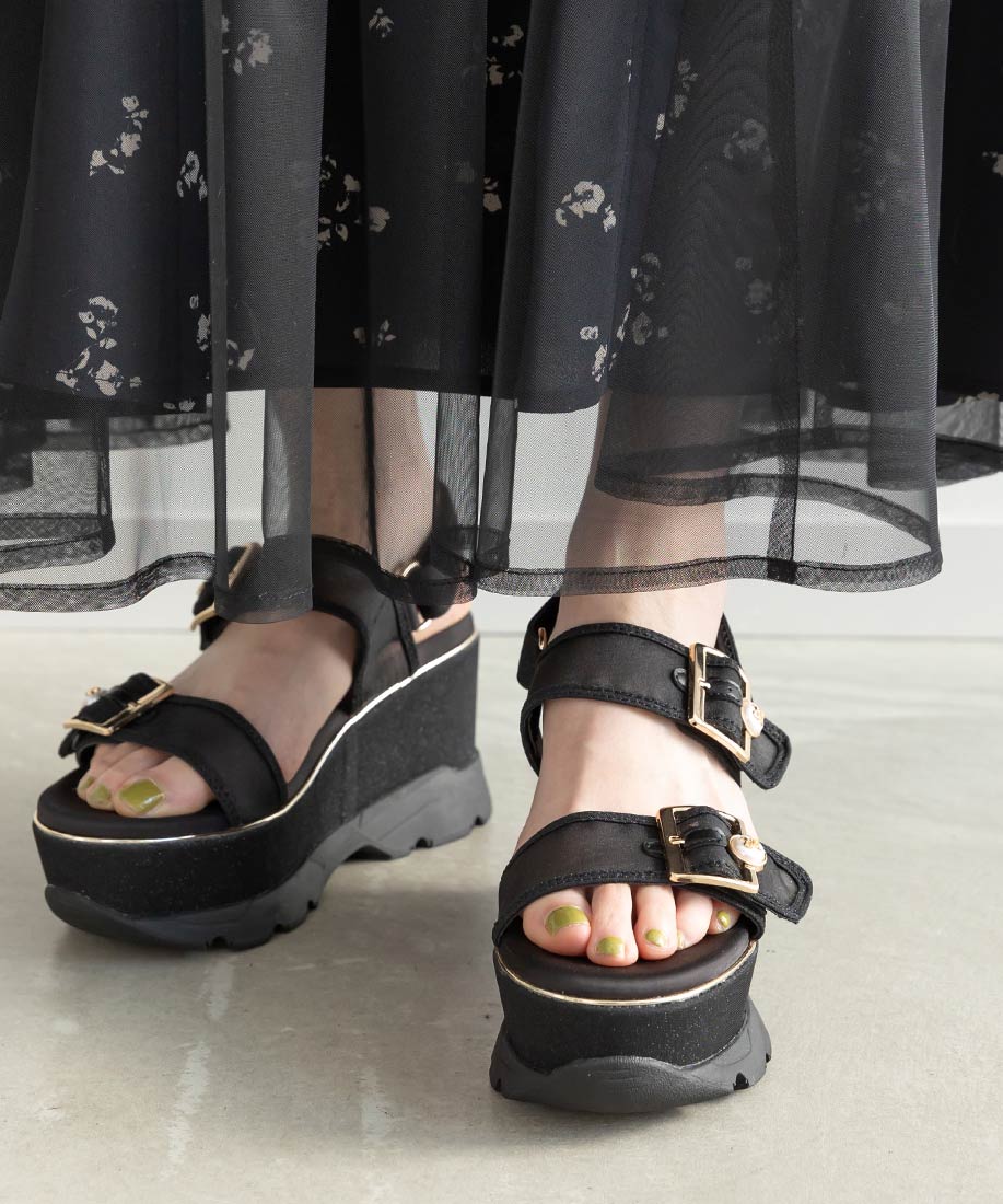 RANDA Pearl Buckle Wedge Sports Sandals