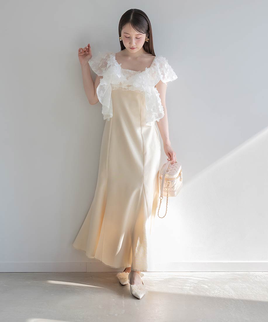 ランダ RANDA 3E 2WAY フリルフラットパンプス (IVORY) IVORY