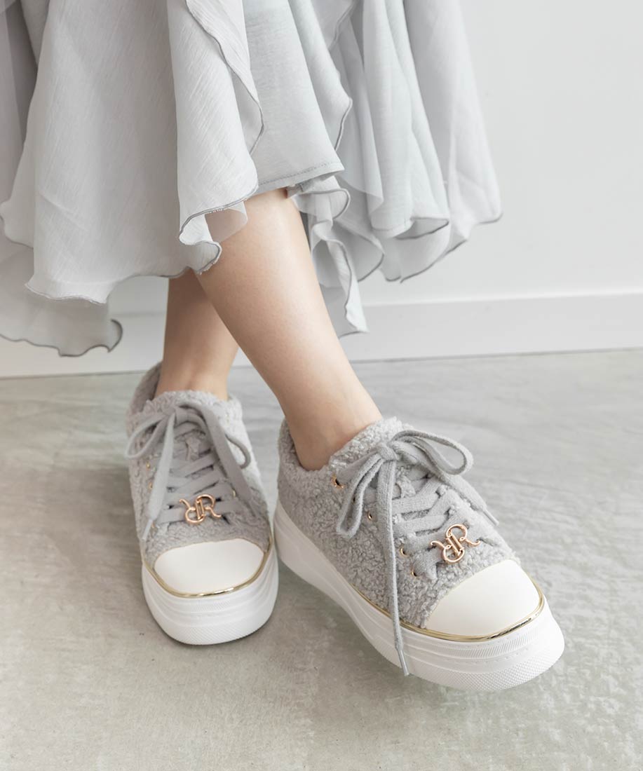 ランダ RANDA ★ 2WAYモノグラムパーツボアスニーカー (GRAY) GRAY