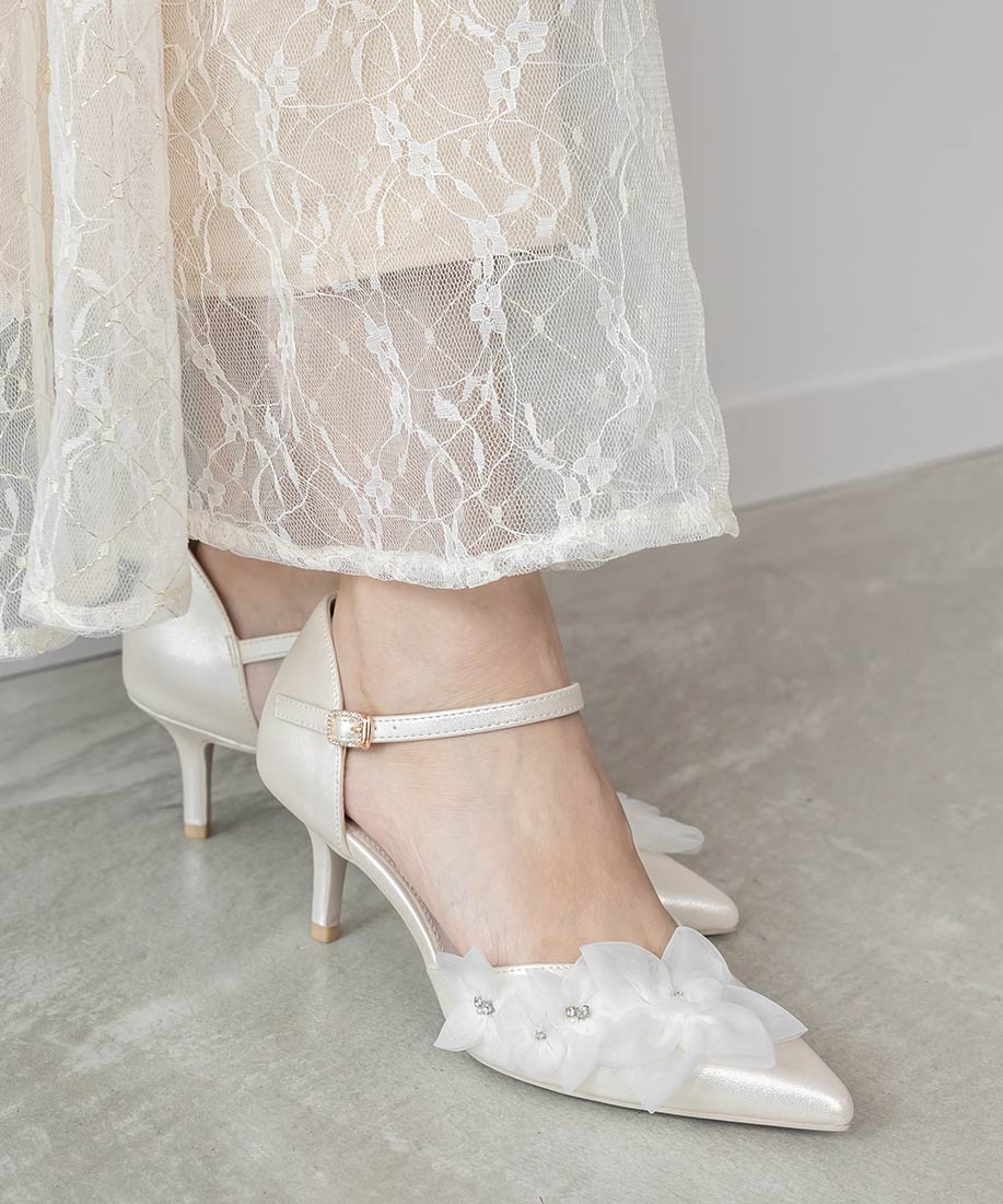 ランダ RANDAシアーフラワーセパレートパンプス (CREAM) CREAM