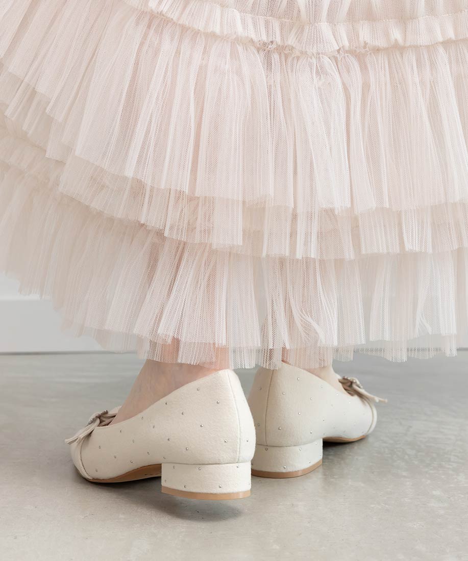 ランダ RANDA ★ ビジューパーツフラットパンプス (IVORY) IVORY