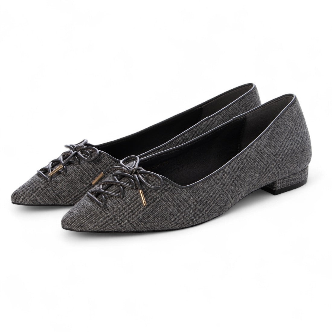 ランダ RANDA レースアップデザインフラットパンプス (GRAY) GRAY