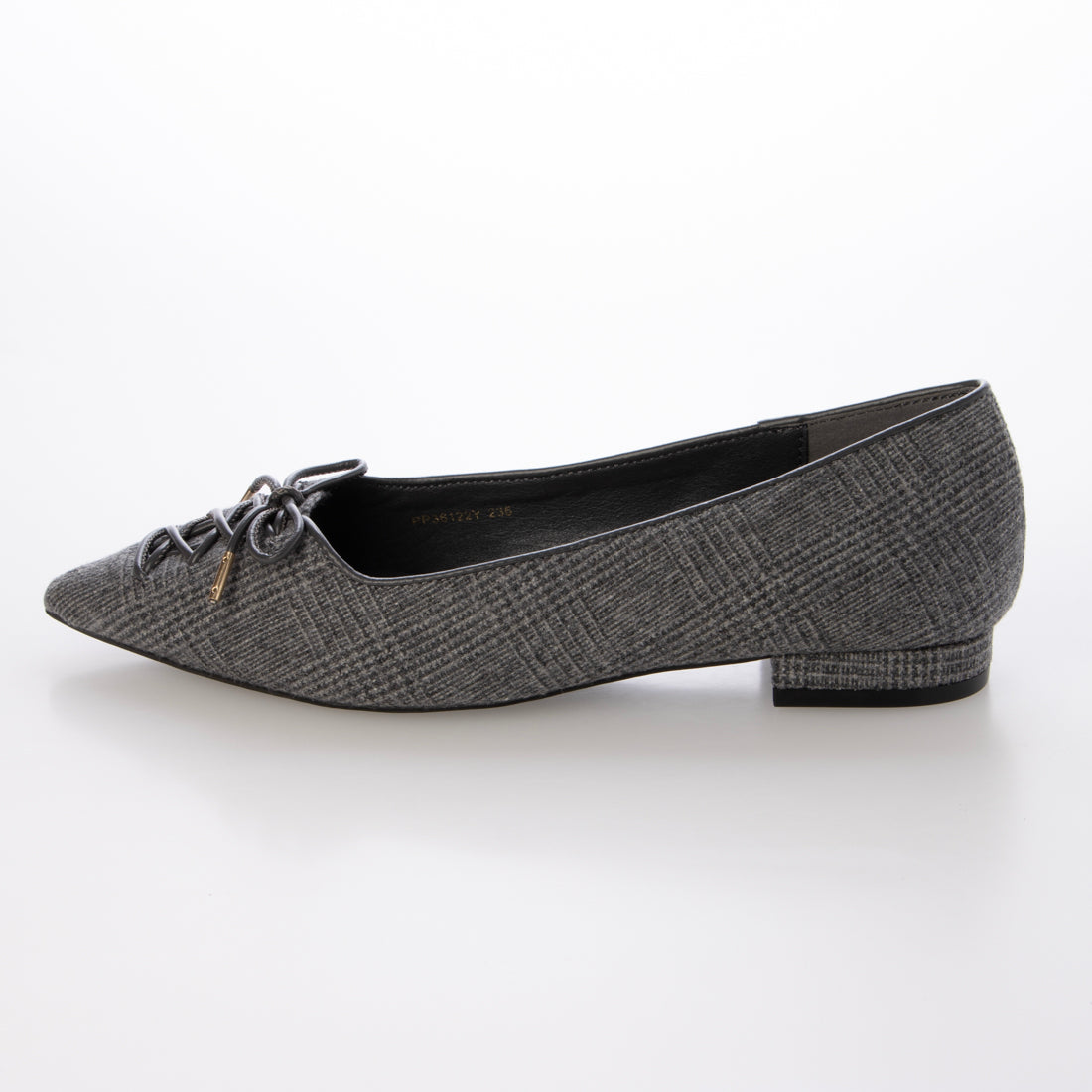 ランダ RANDA レースアップデザインフラットパンプス (GRAY) GRAY