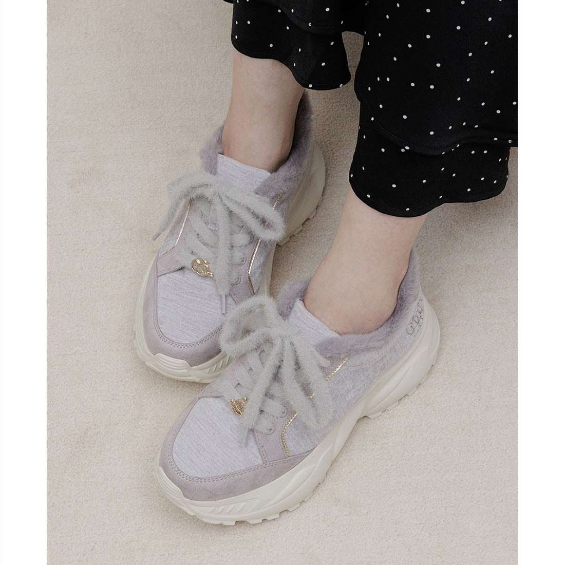 ランダ RANDA 【TOM and JERRY】ファーデザインスニーカー (GRAY) GRAY