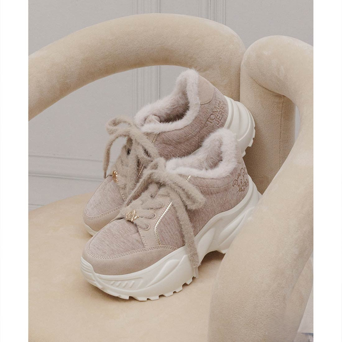 ランダ RANDA 【TOM and JERRY】ファーデザインスニーカー (BEIGE) BEIGE