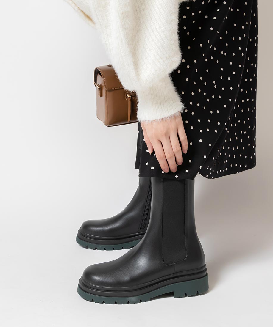 ランダ RANDA 晴雨兼用 タンクソールサイドゴアブーツ,GREEN