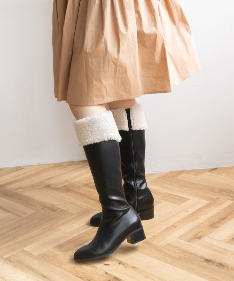 ランダ RANDA 晴雨兼用 ボアデザインロングブーツ