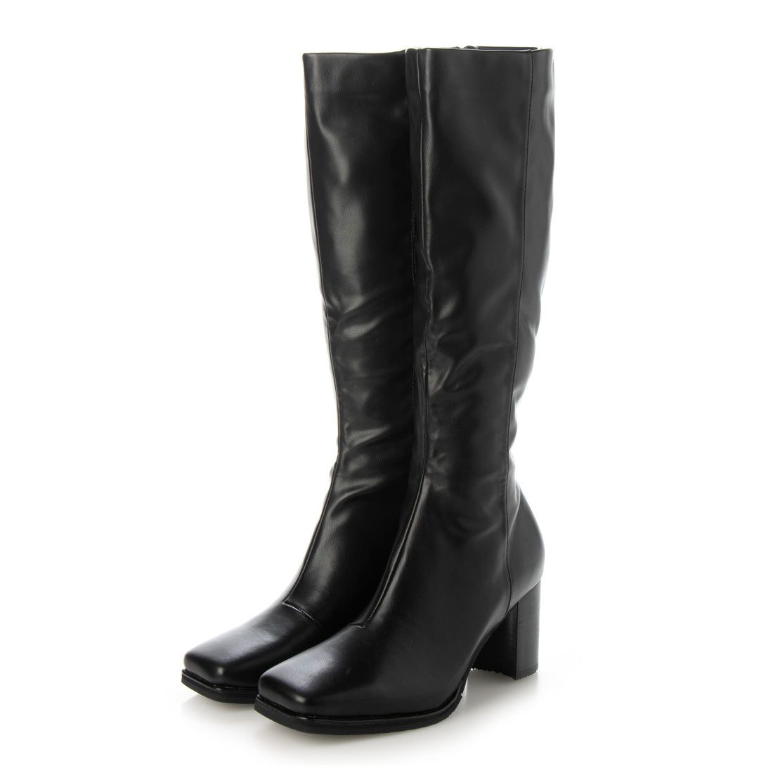 ランダ RANDA 晴雨兼用 ストレッチ スクエアトゥロングブーツ (BLACK) BLACK