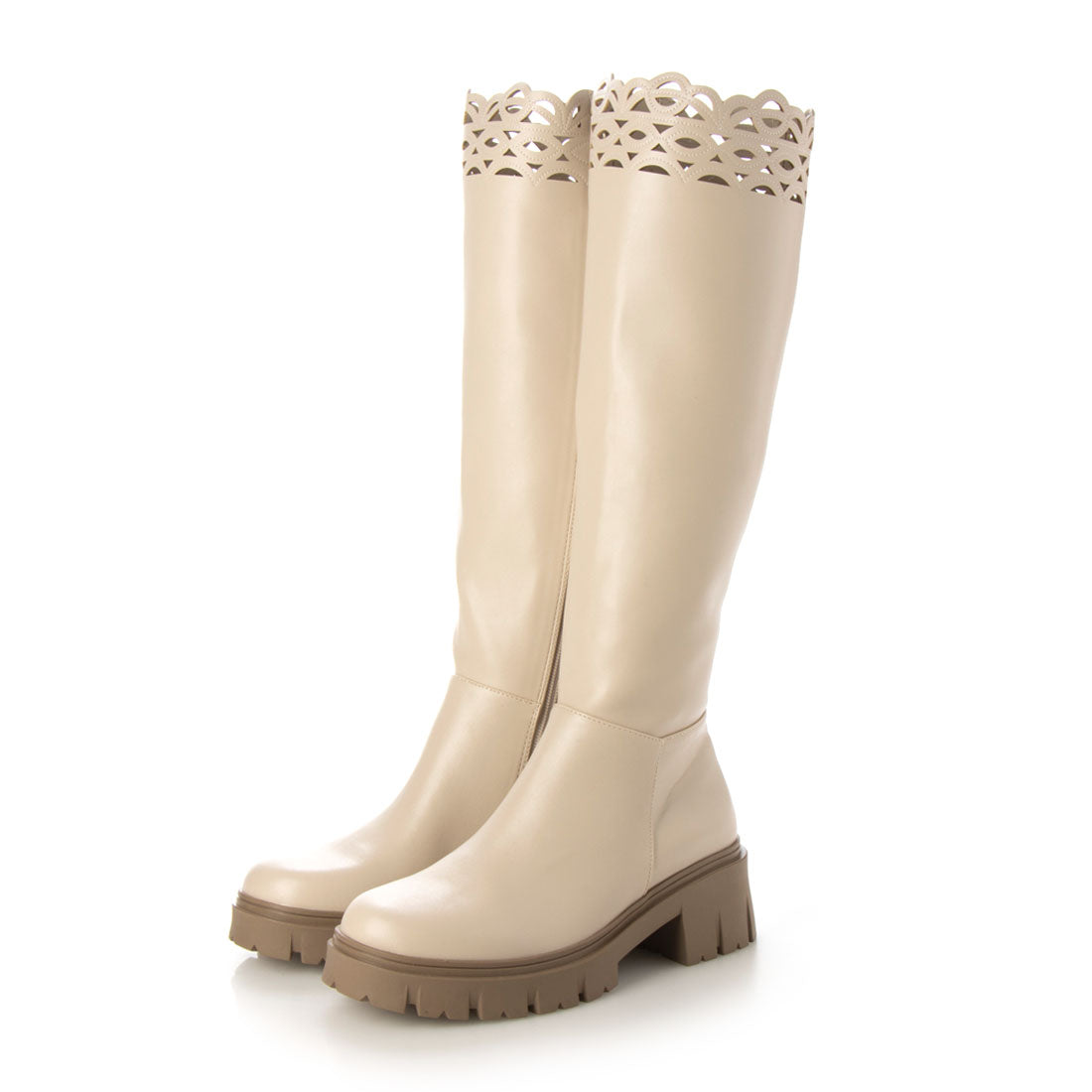 ランダ RANDA カットワークデザインボリュームソールブーツ (IVORY) IVORY