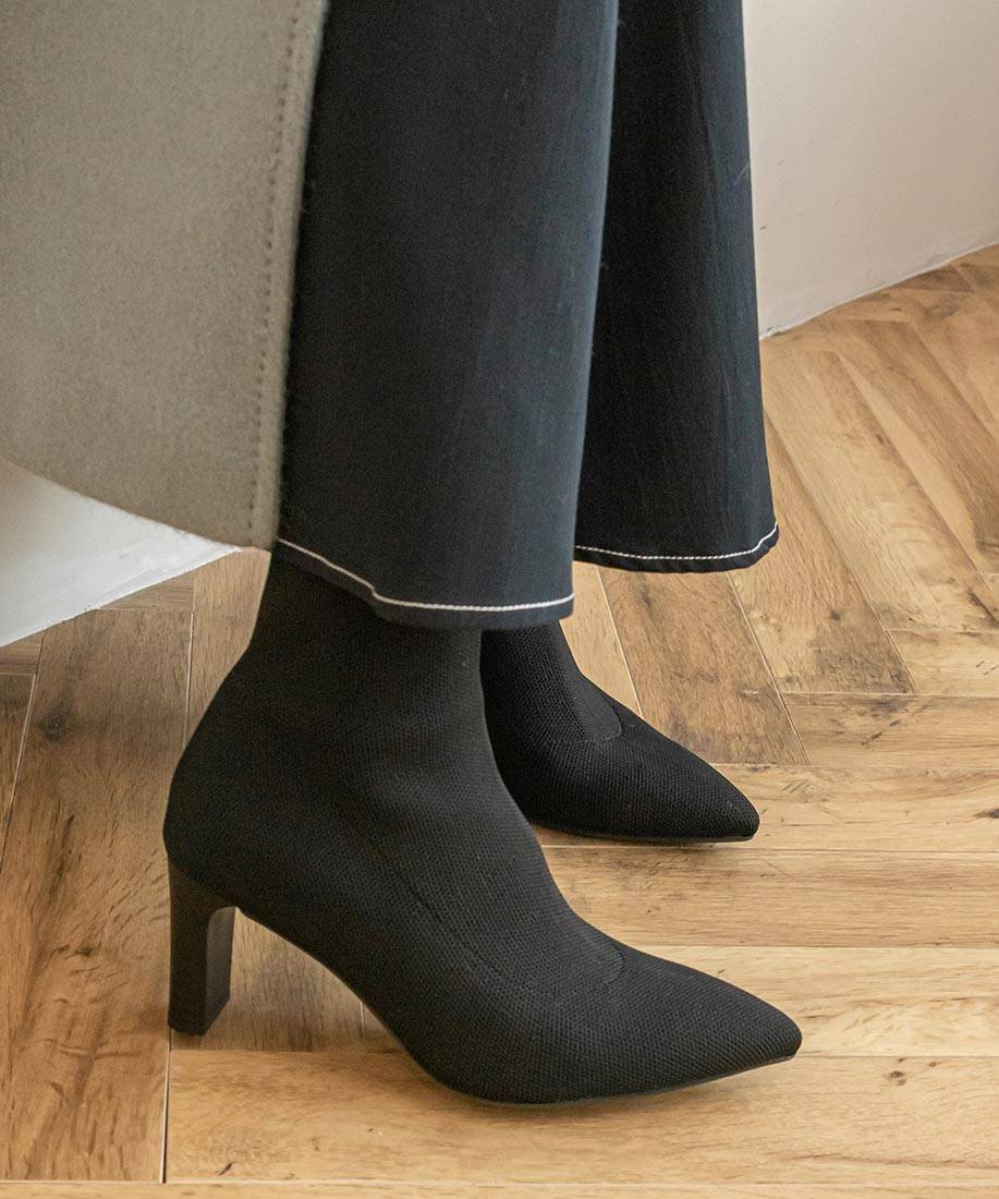 ランダ RANDA ストレッチ プレートヒールソックスブーツ (BLACK) BLACK